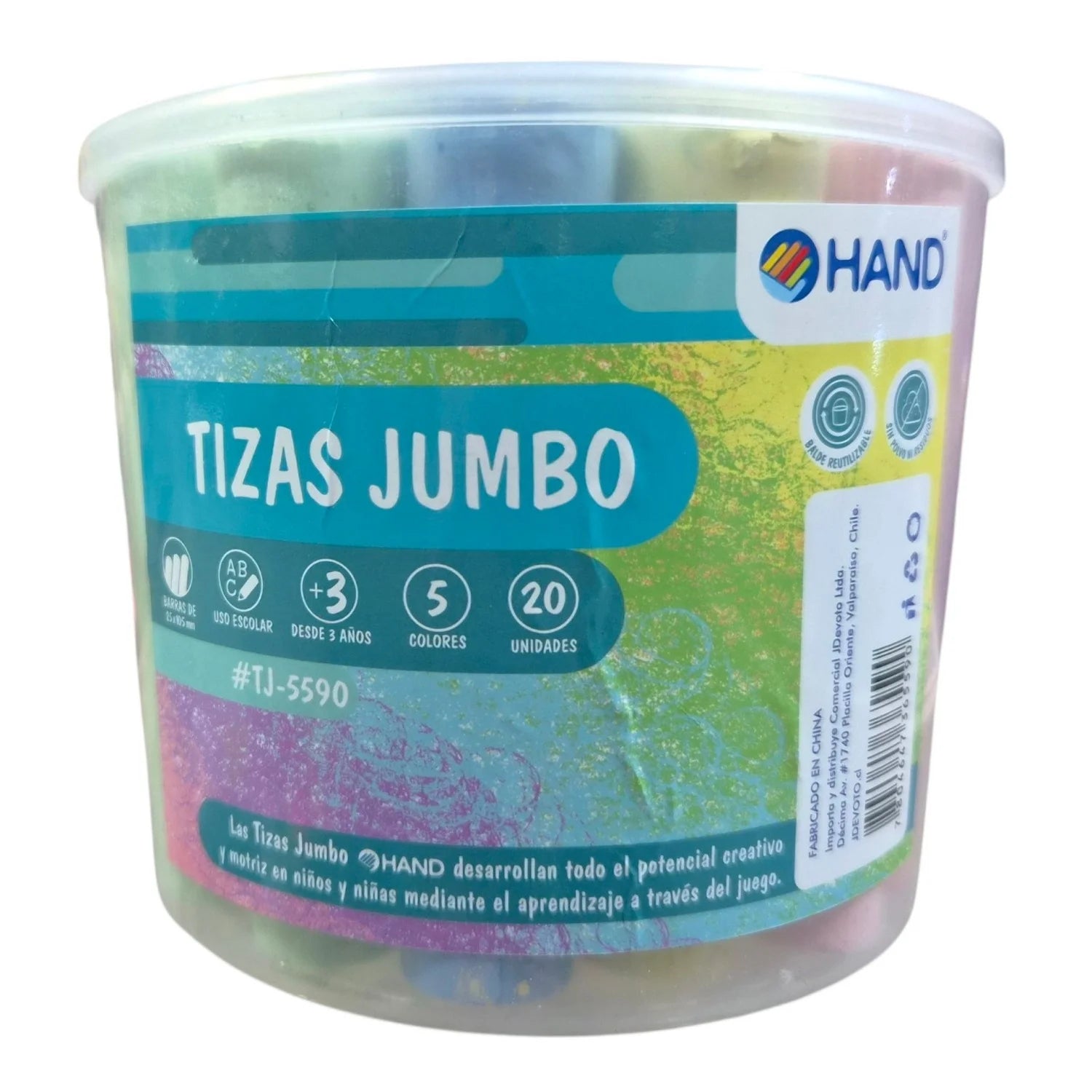 tizas jumbo en balde hand