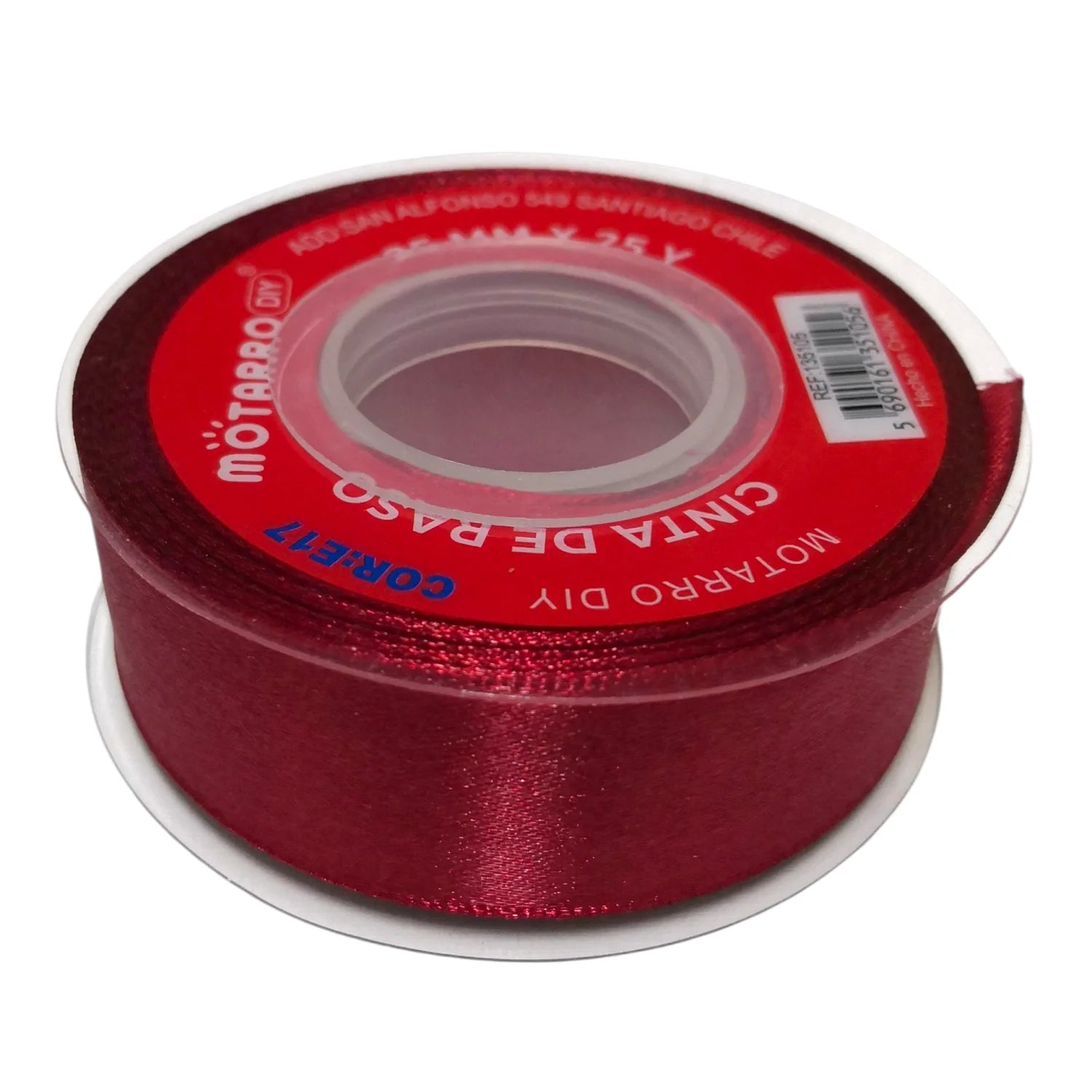 cinta de tela raso 2.5cm burdeo