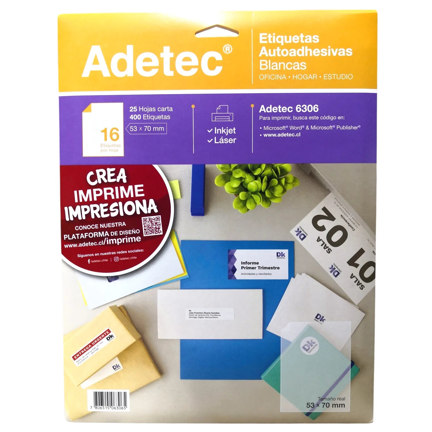 etiquetas autoadhesivas 53x70mm