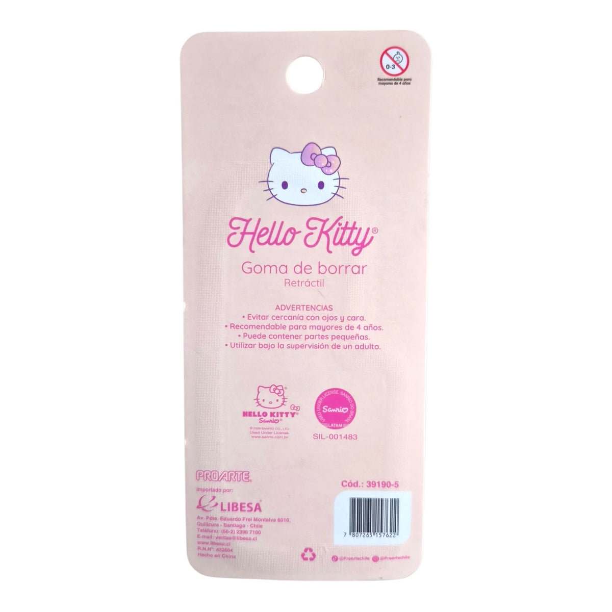 39190-5 goma de borrar retractil hello kitty proarte