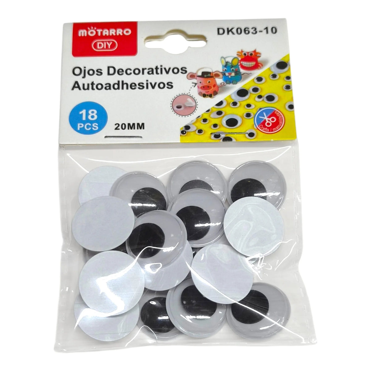 Ojos locos adhesivos redondos 20 mm 18 unidades