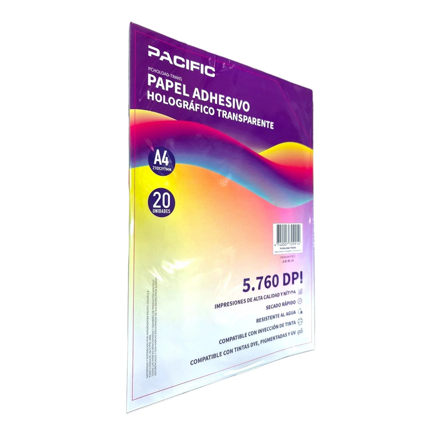 PCHOLOAD-TRANS Papel adhesivo transparente holografico