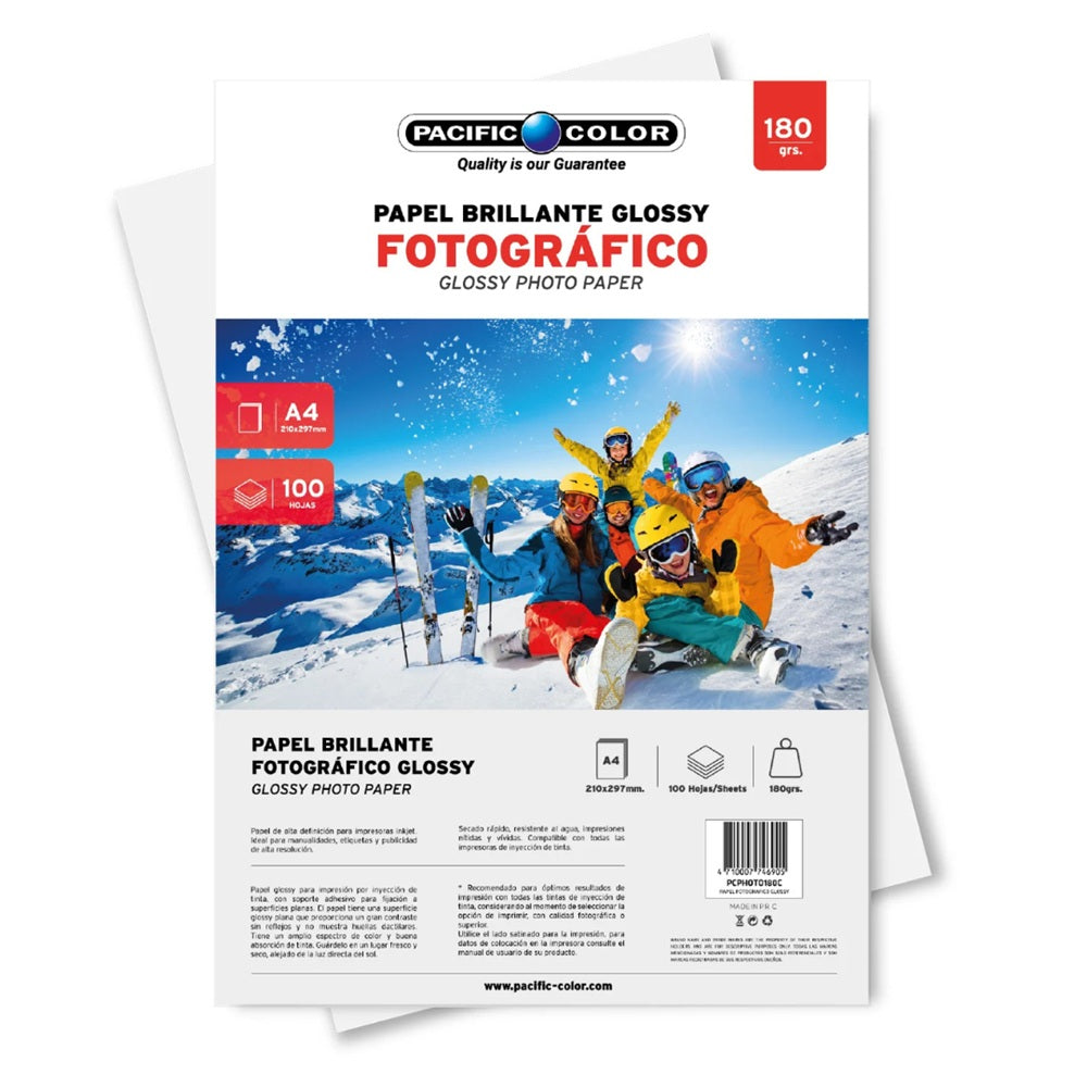 Papel Fotográfico Brillante Glossy A4 100 Hojas 180gr