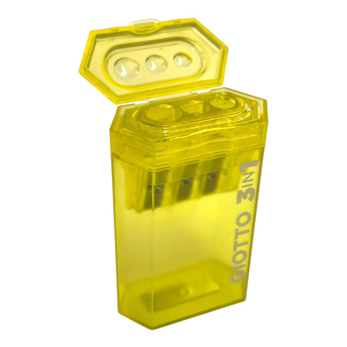 Sacapuntas amarillo giotto 3 en 1 con deposito