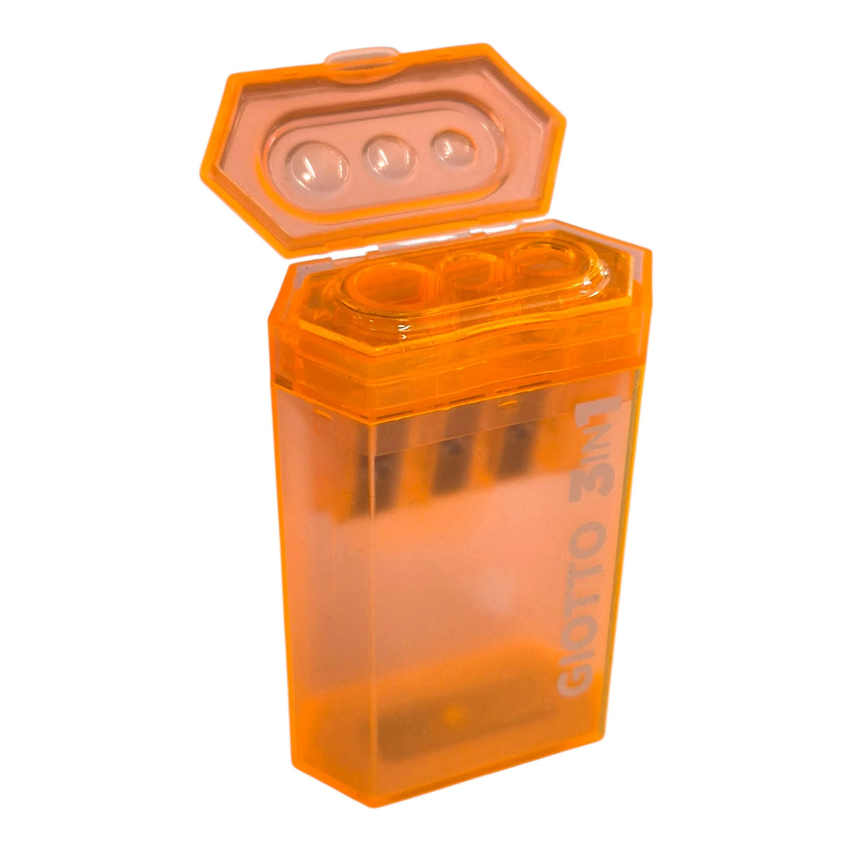 Sacapuntas naranja giotto 3 en 1 con deposito