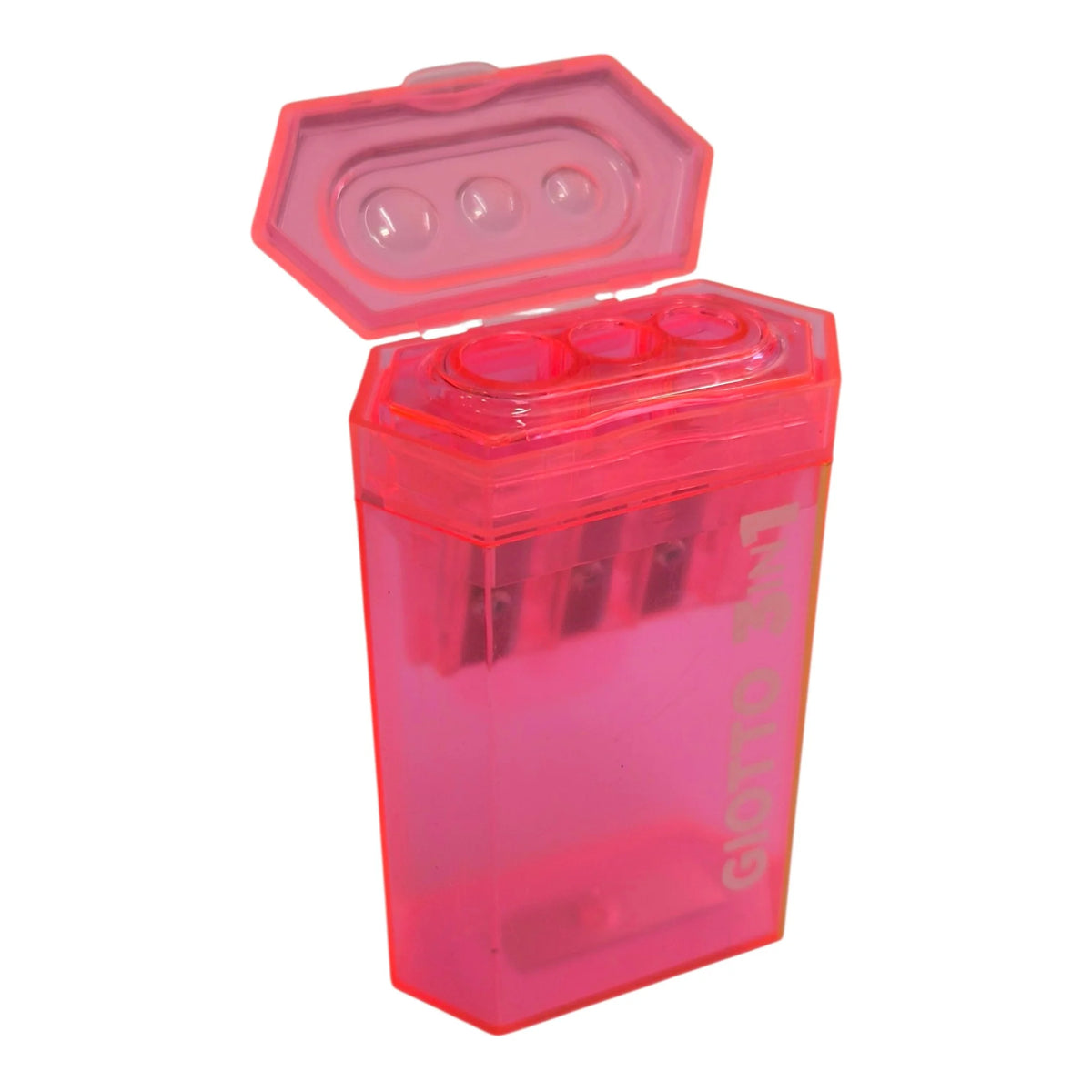 Sacapuntas rosado giotto 3 en 1 con deposito