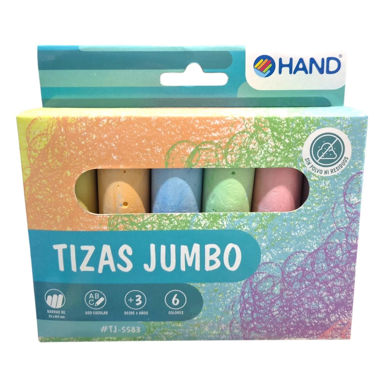 tizas jumbo 6 colores hand