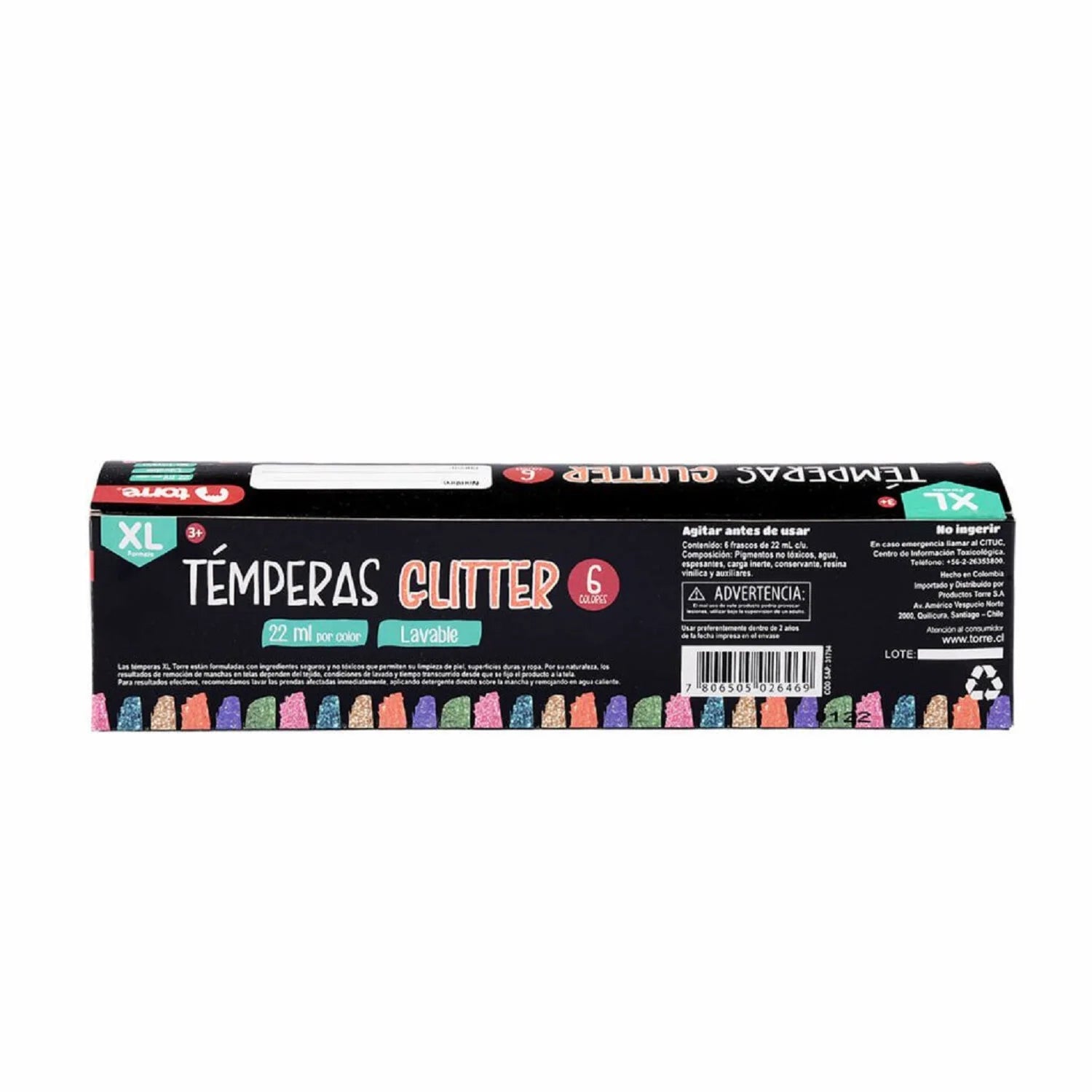 témpera glitter 6 colores