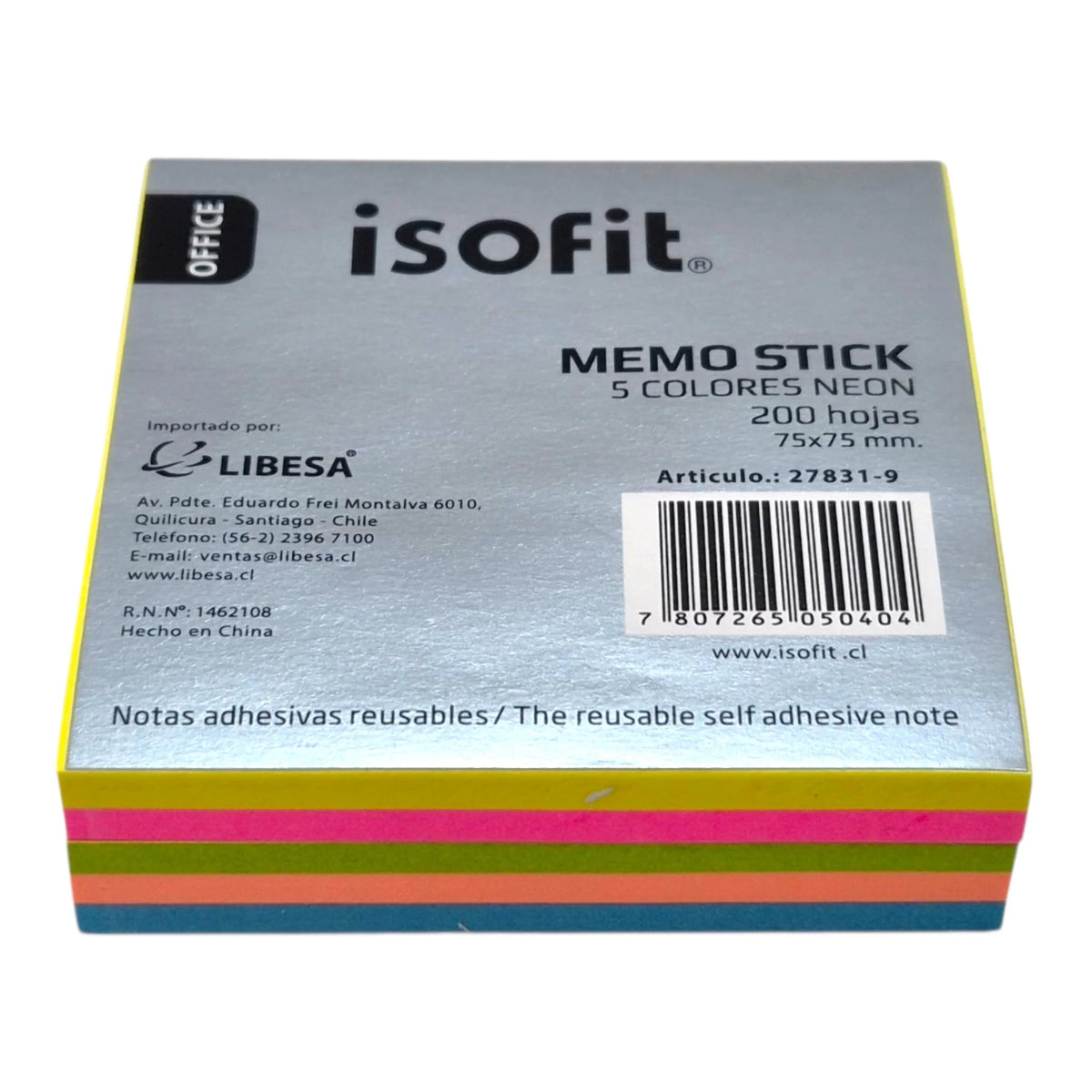 27831-9 memo stick 5 colores 75x75mm 200 hojas
