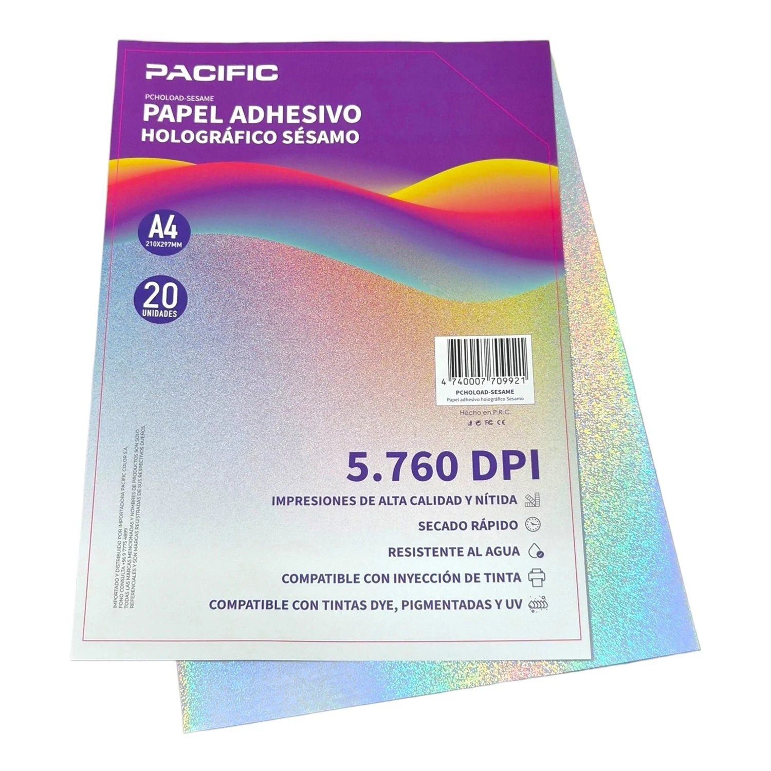 papel adhesivo holográfico sesamo