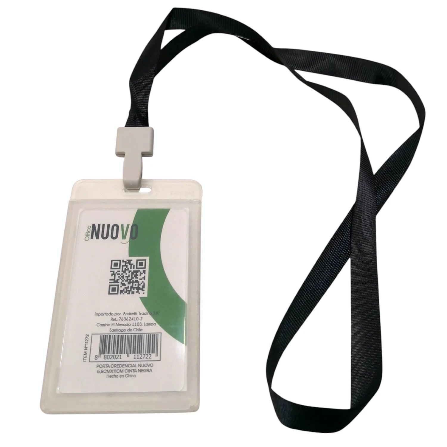 Porta Credencial Transparente Vertical Nuovo — Lanyard Incluido