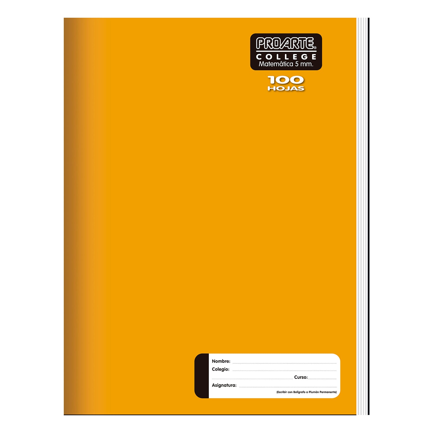Cuaderno College Liso 100hjs Cuadro Chico 5mm Proarte