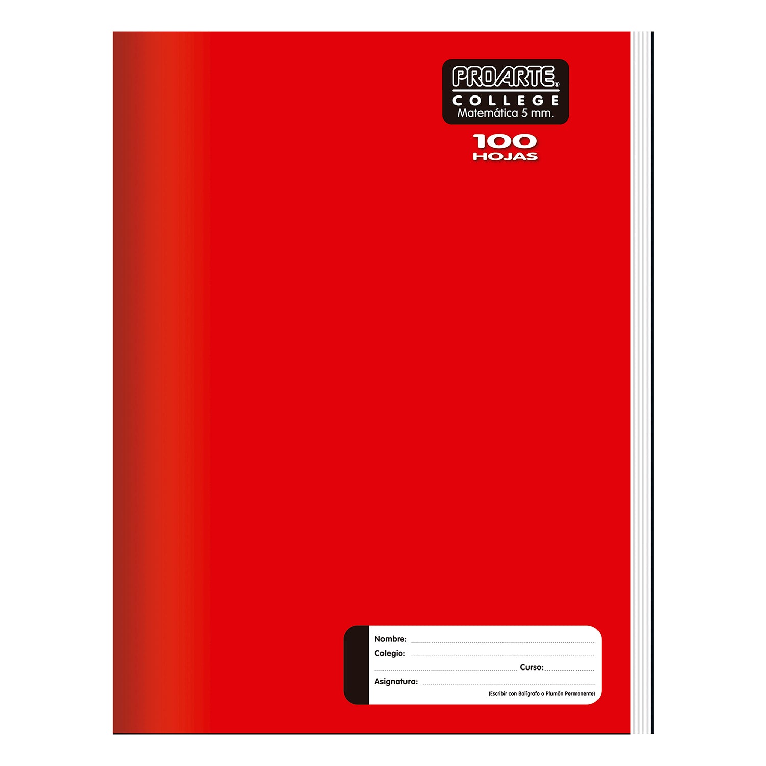 Cuaderno College Liso 100hjs Cuadro Chico 5mm Proarte