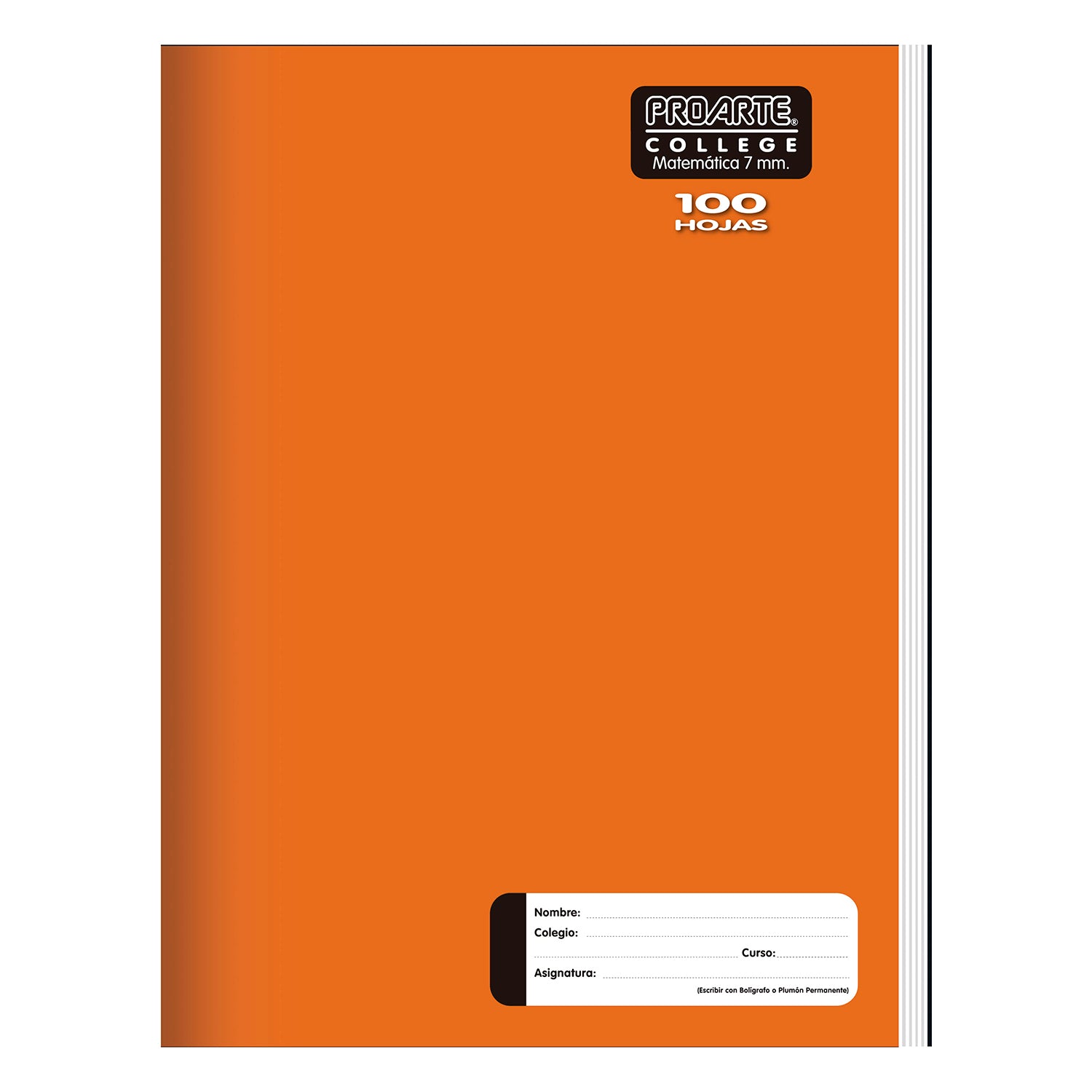 Cuaderno College Liso 100hjs Cuadro 7mm Proarte