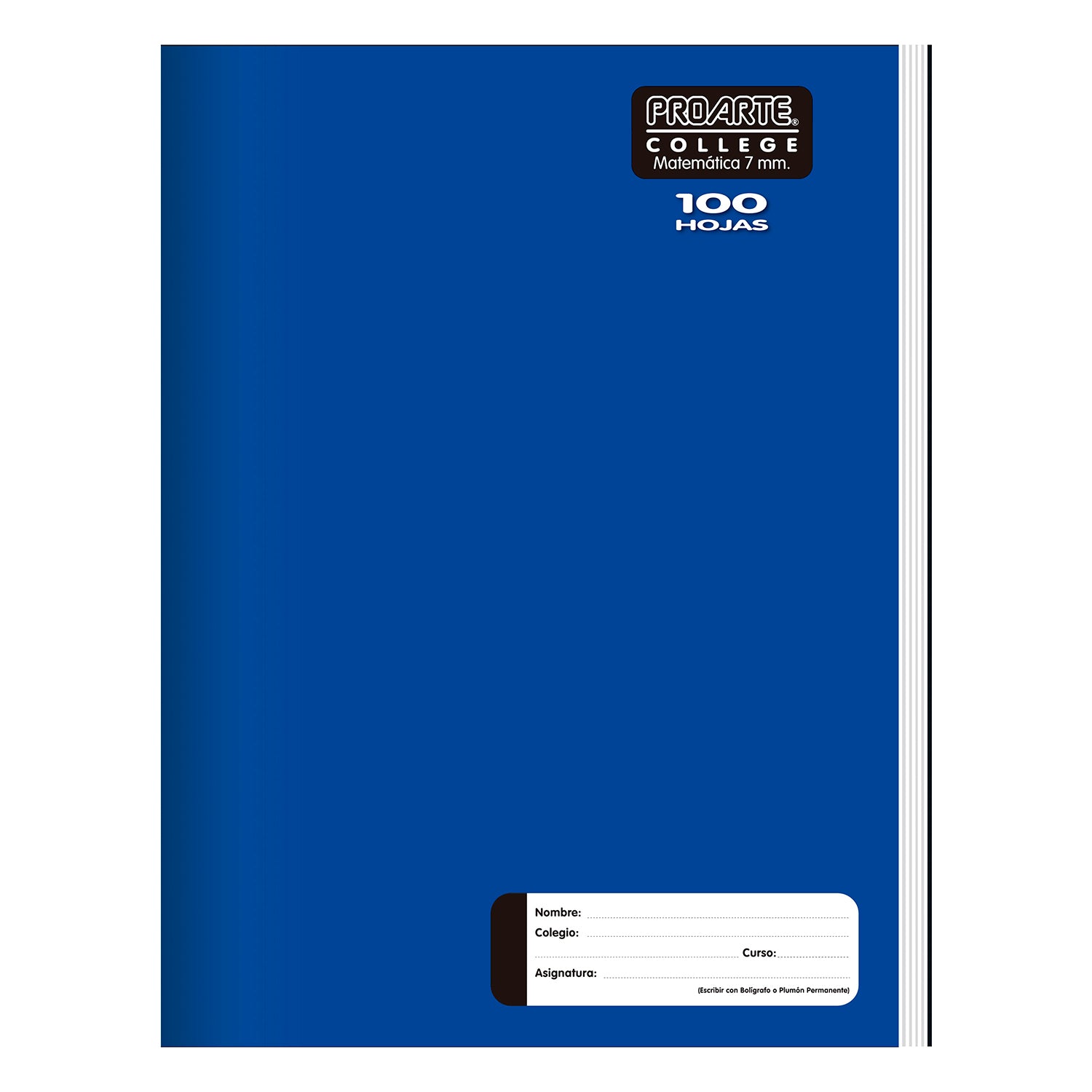 Cuaderno College Liso 100hjs Cuadro 7mm Proarte