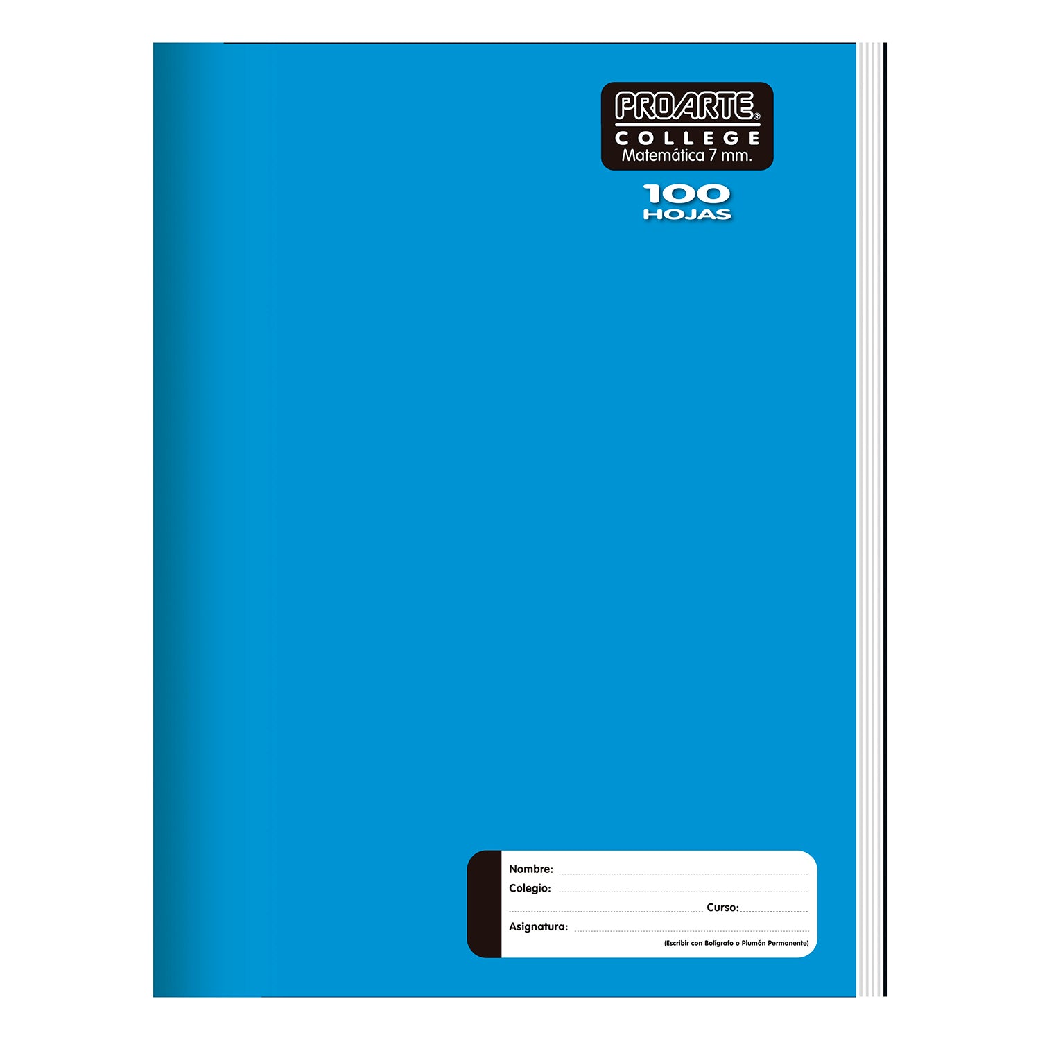 Cuaderno College Liso 100hjs Cuadro 7mm Proarte