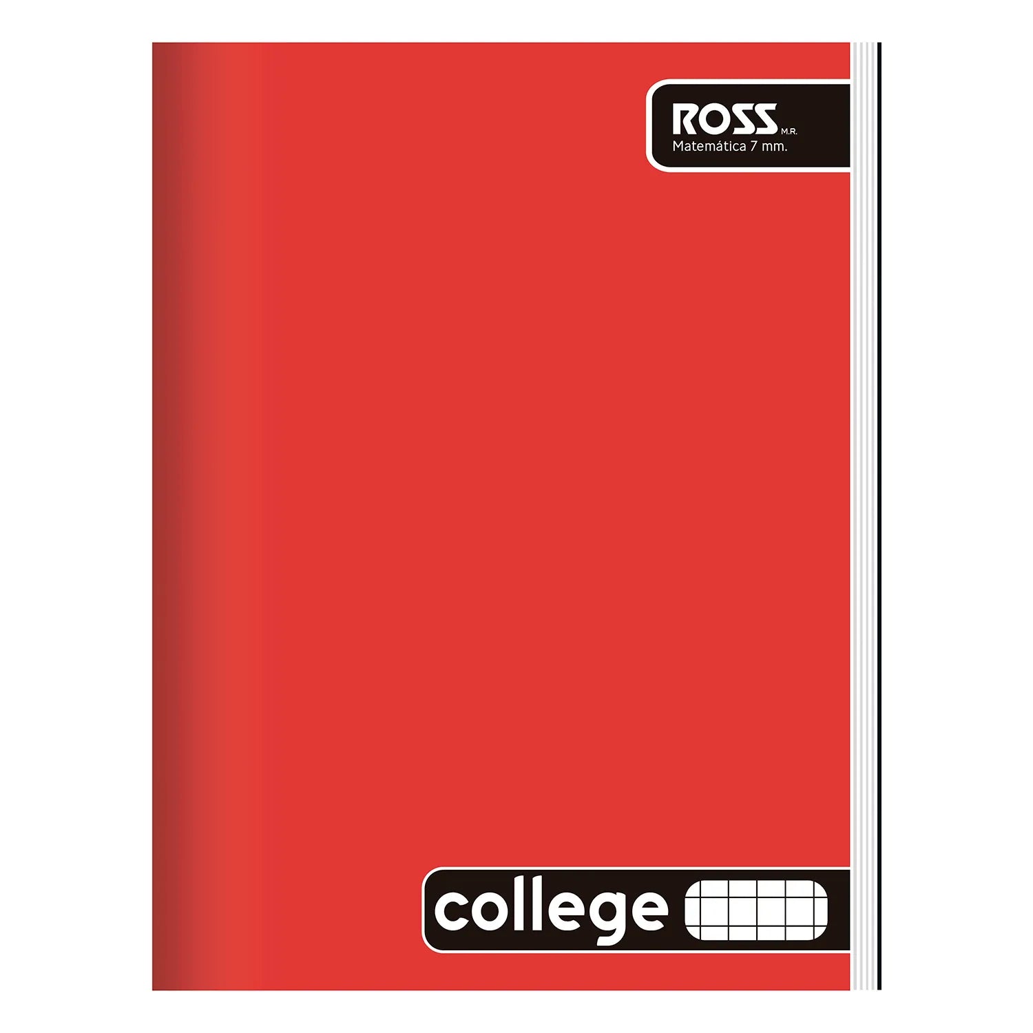 Cuaderno College 80hjs cuadriculado 7mm Rojo Ross 23997-6