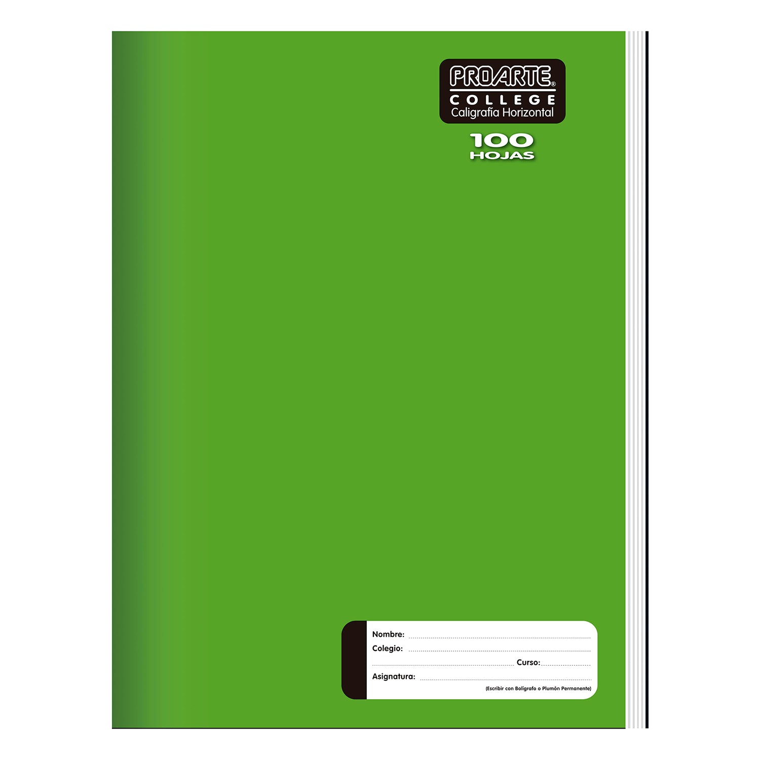 Cuaderno College Liso 100hjs Caligrafía Horizontal Proarte