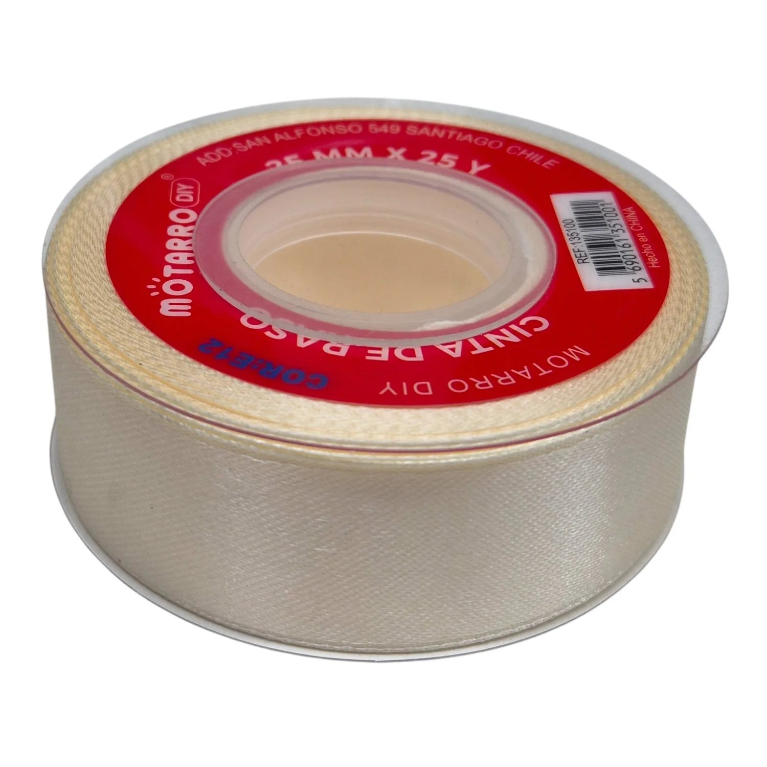 Cinta de Tela Satín 2,5cm x 22,8mt — Varios Colores