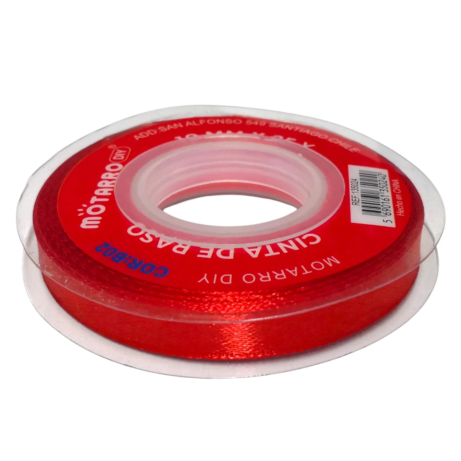 cinta de tela raso 1cm roja