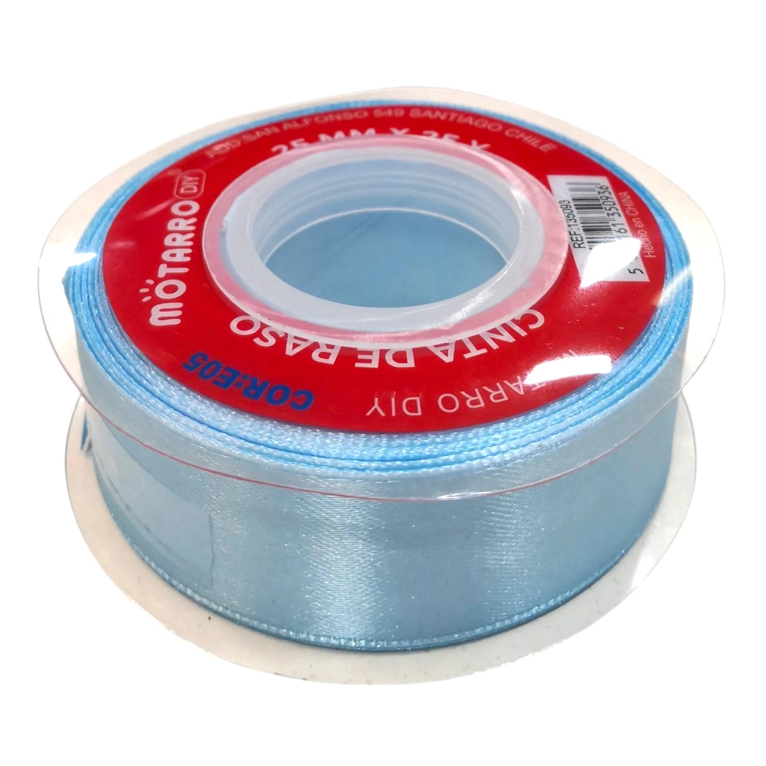 cinta de tela raso 2.5cm celeste