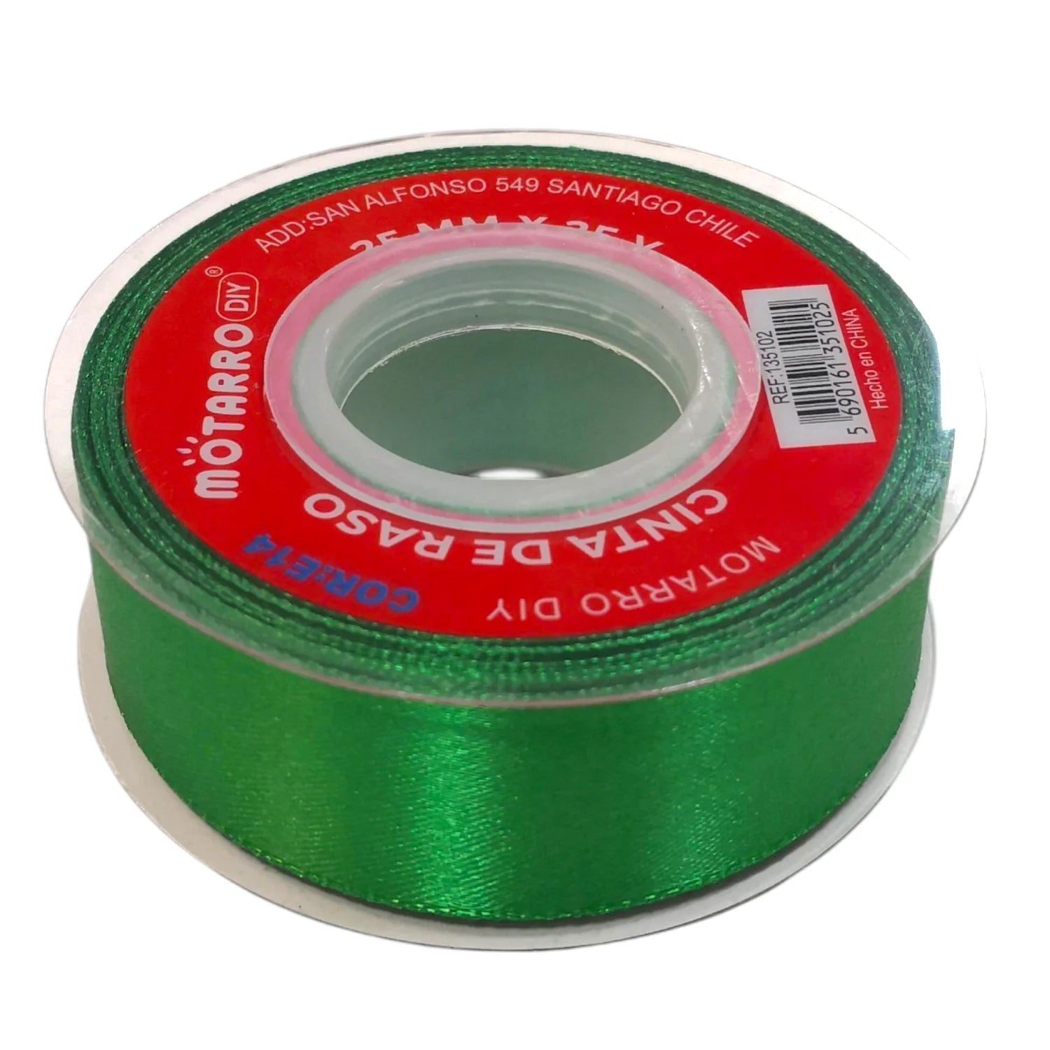 cinta de tela raso 2.5cm verde