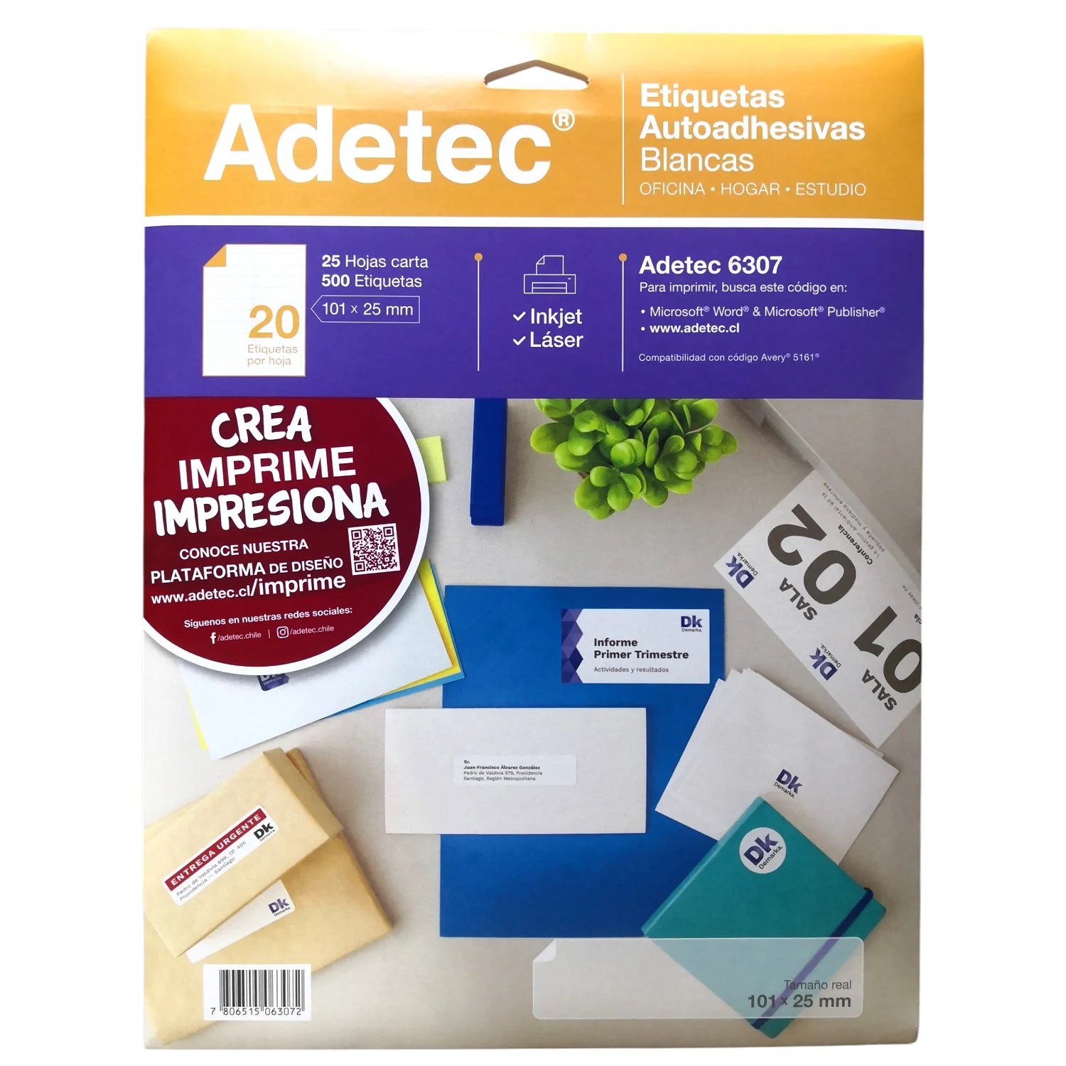 etiquetas autoadhesivas 101x25mm