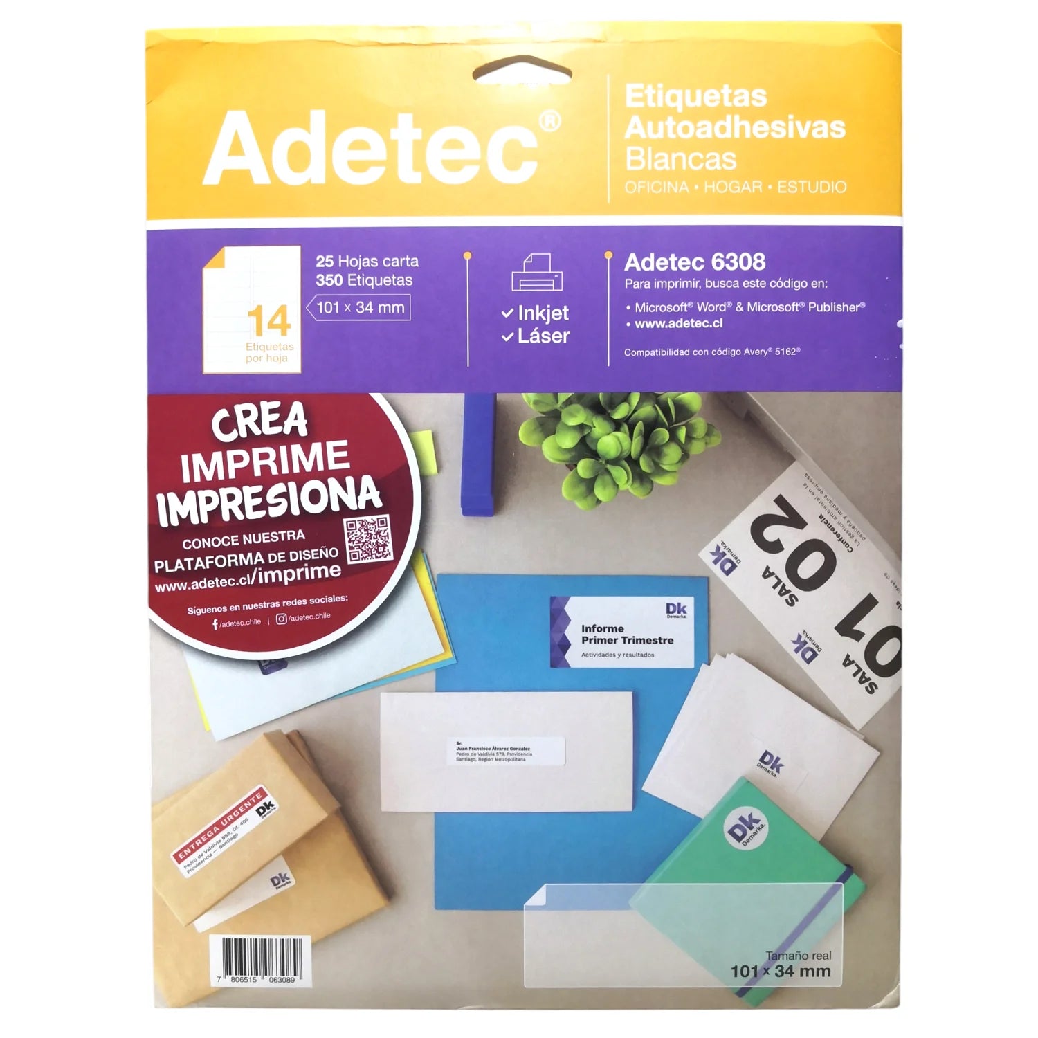 etiquetas autoadhesivas 101x34mm