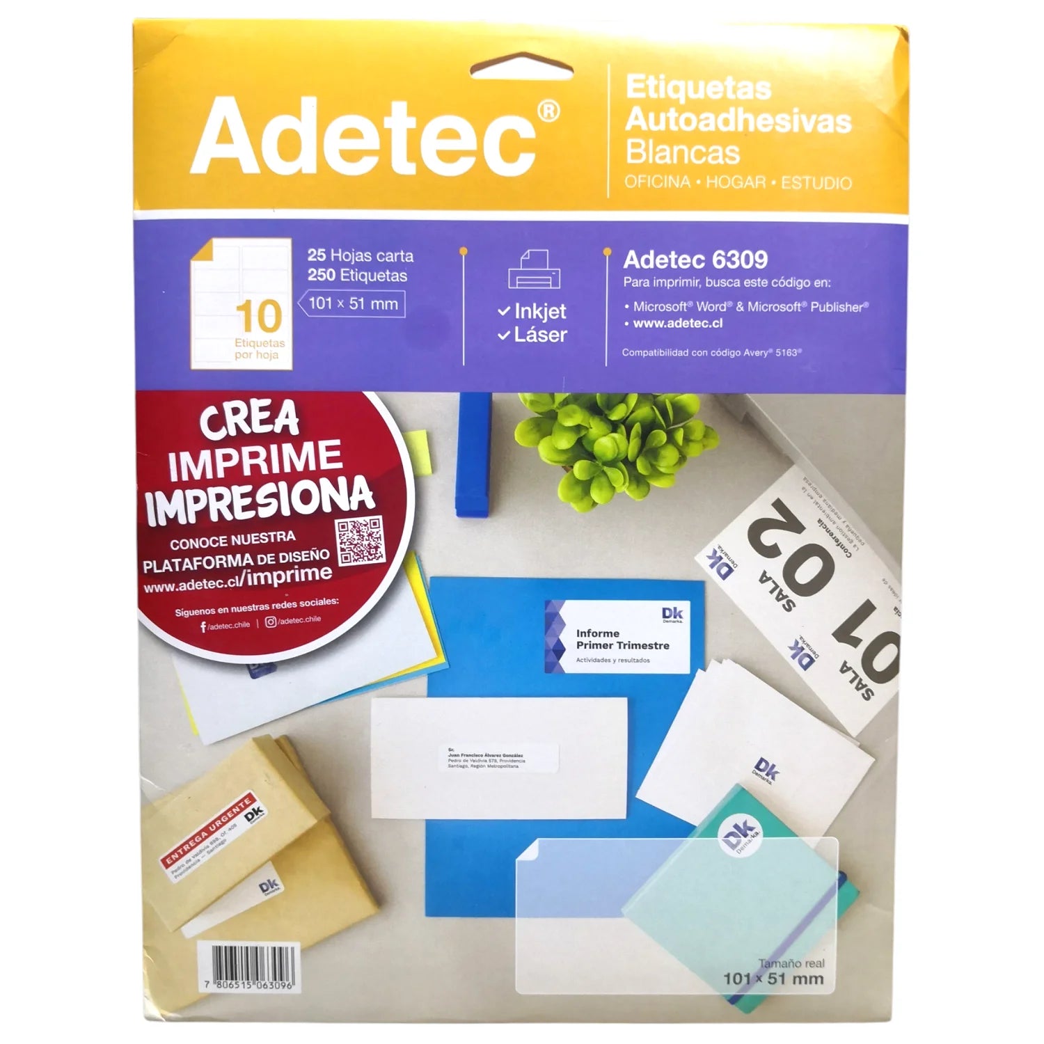 etiquetas autoadhesivas 101x51mm