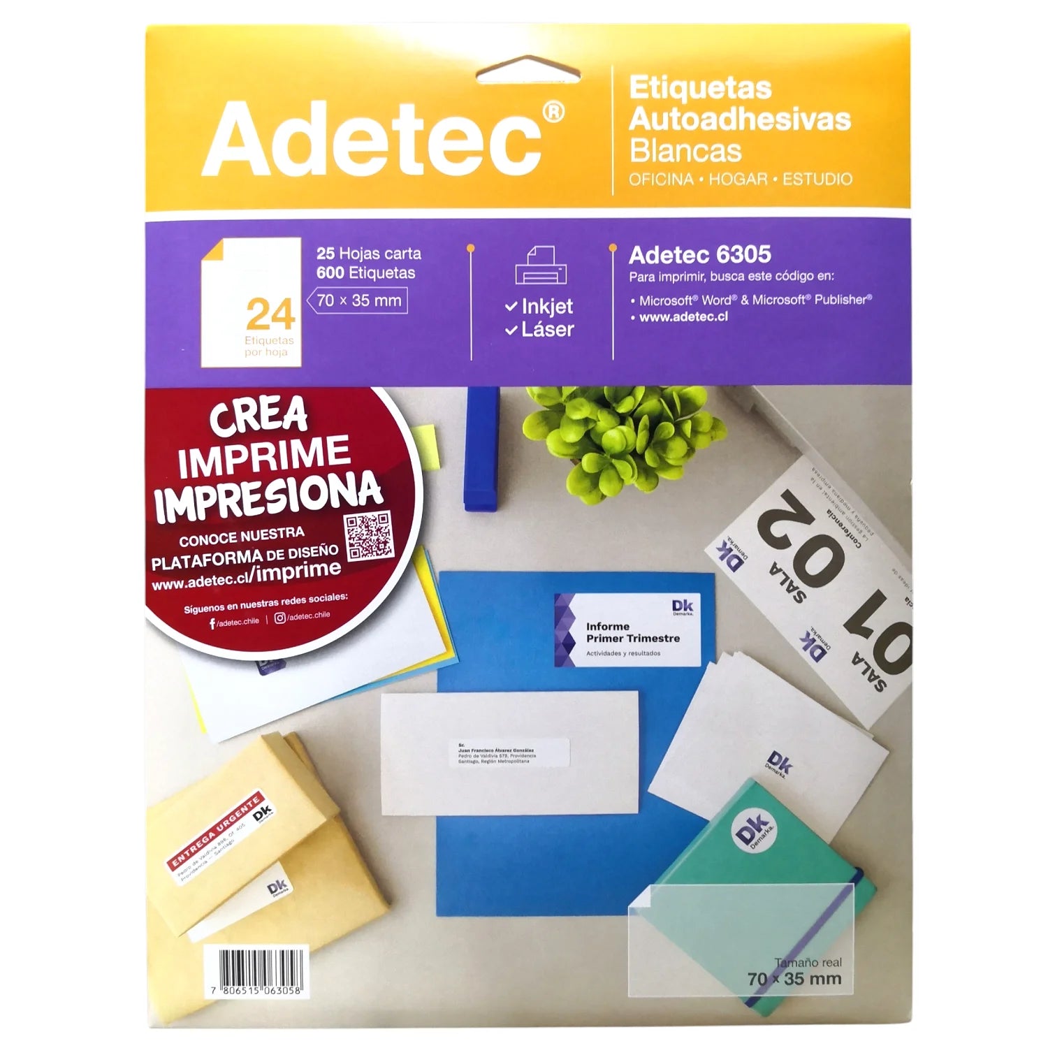 etiquetas autoadhesivas 70x35mm