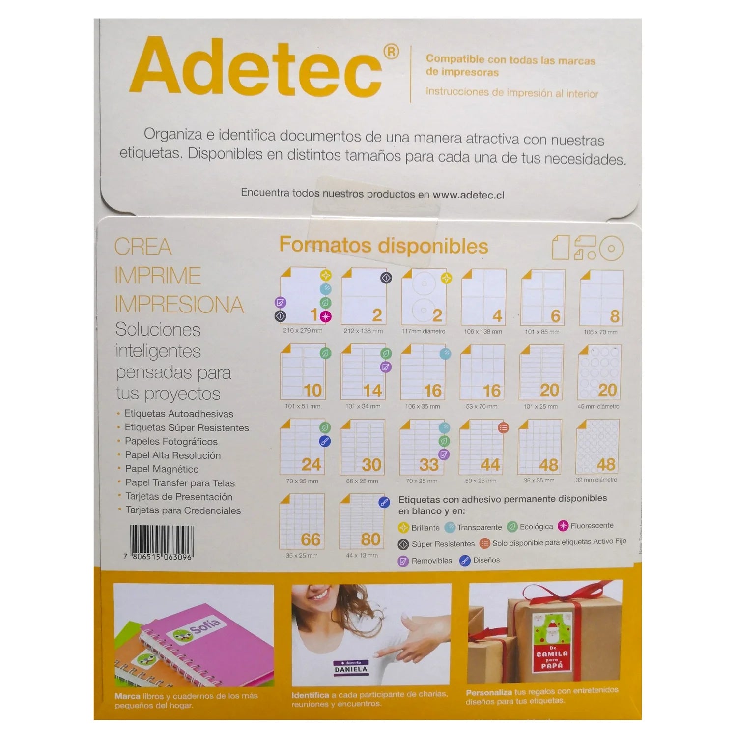 etiquetas autoadhesivas 25 hojas  carta adetec