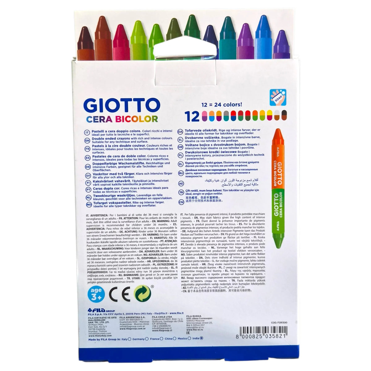 lapiz de cera giotto bicolor 24 colores