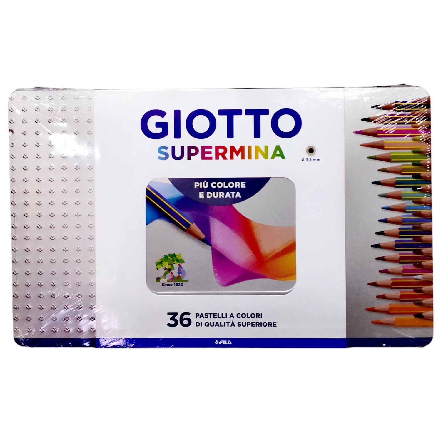 lapices de colores en caja metalica