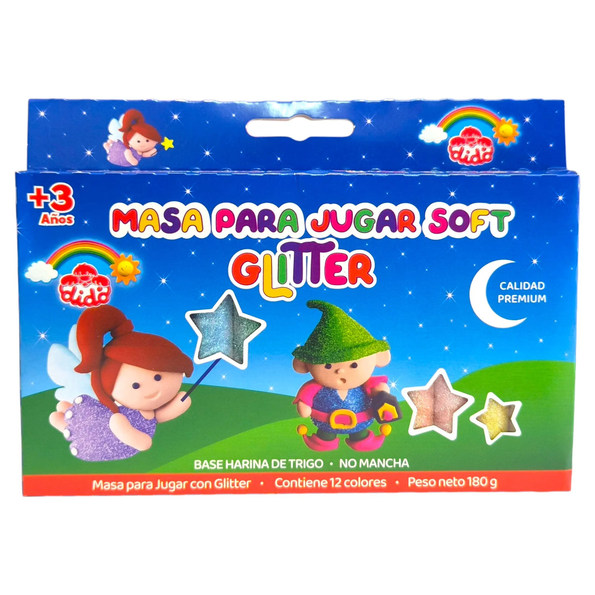 masa para jugar soft glitter 12 colores dido