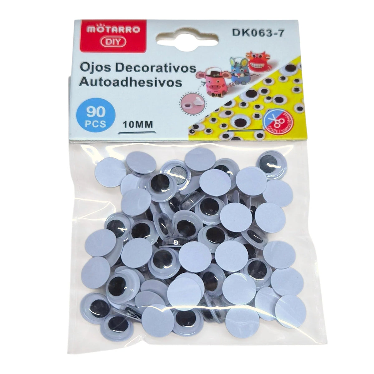 Ojos locos adhesivos redondos 10 mm 90 unidades