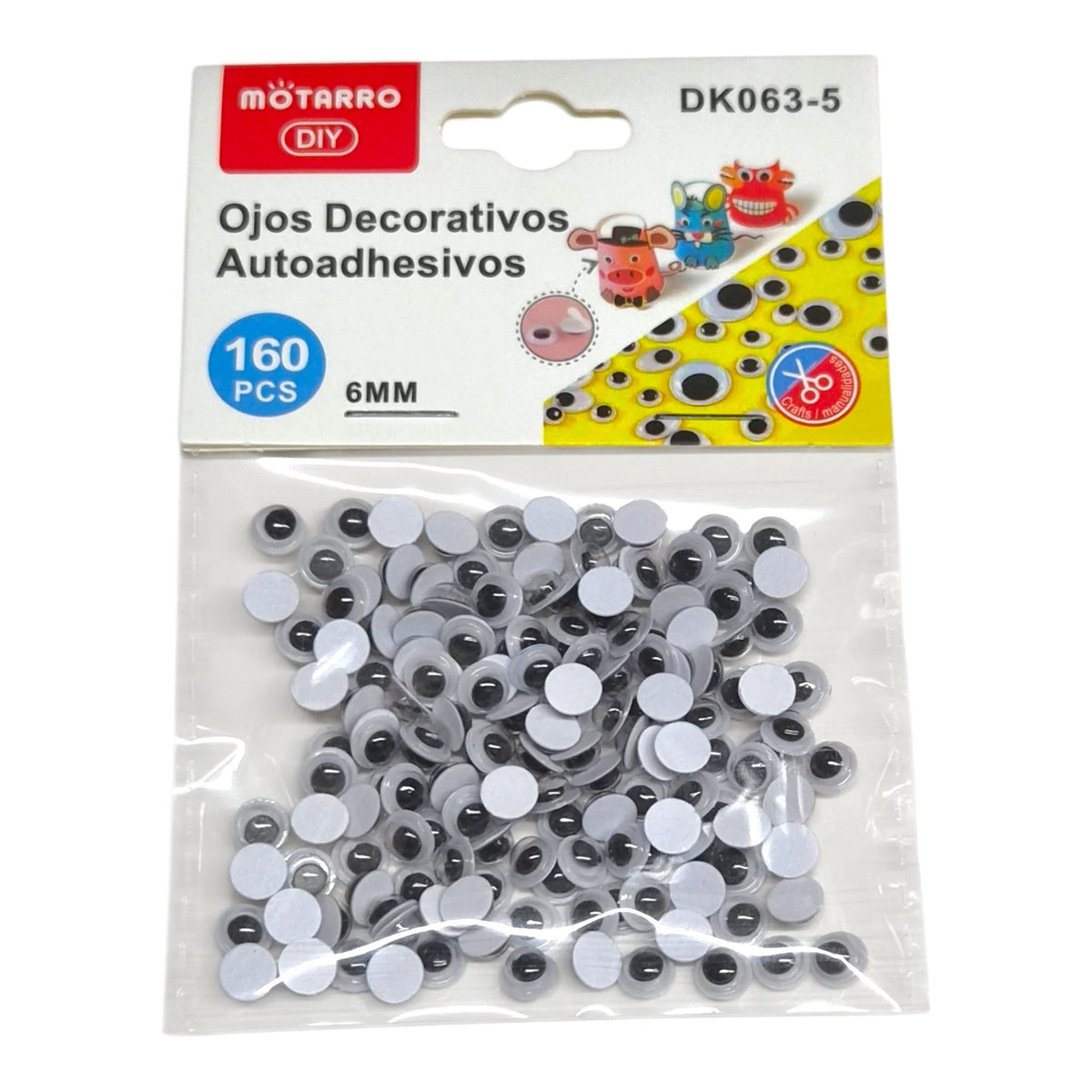 Ojos locos adhesivos redondos 6 mm 160 unidades