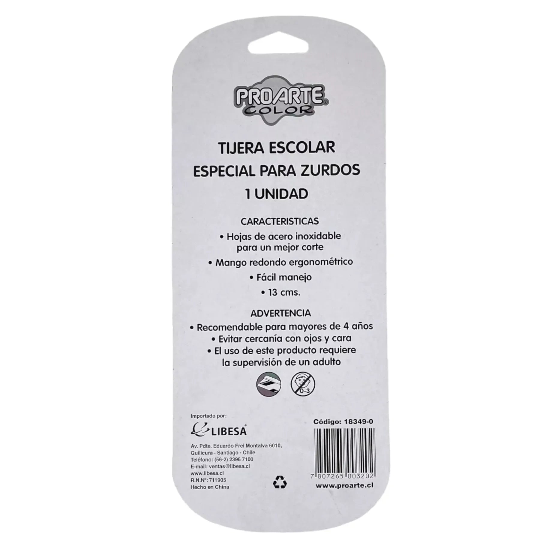 tijera escolar para zurdo