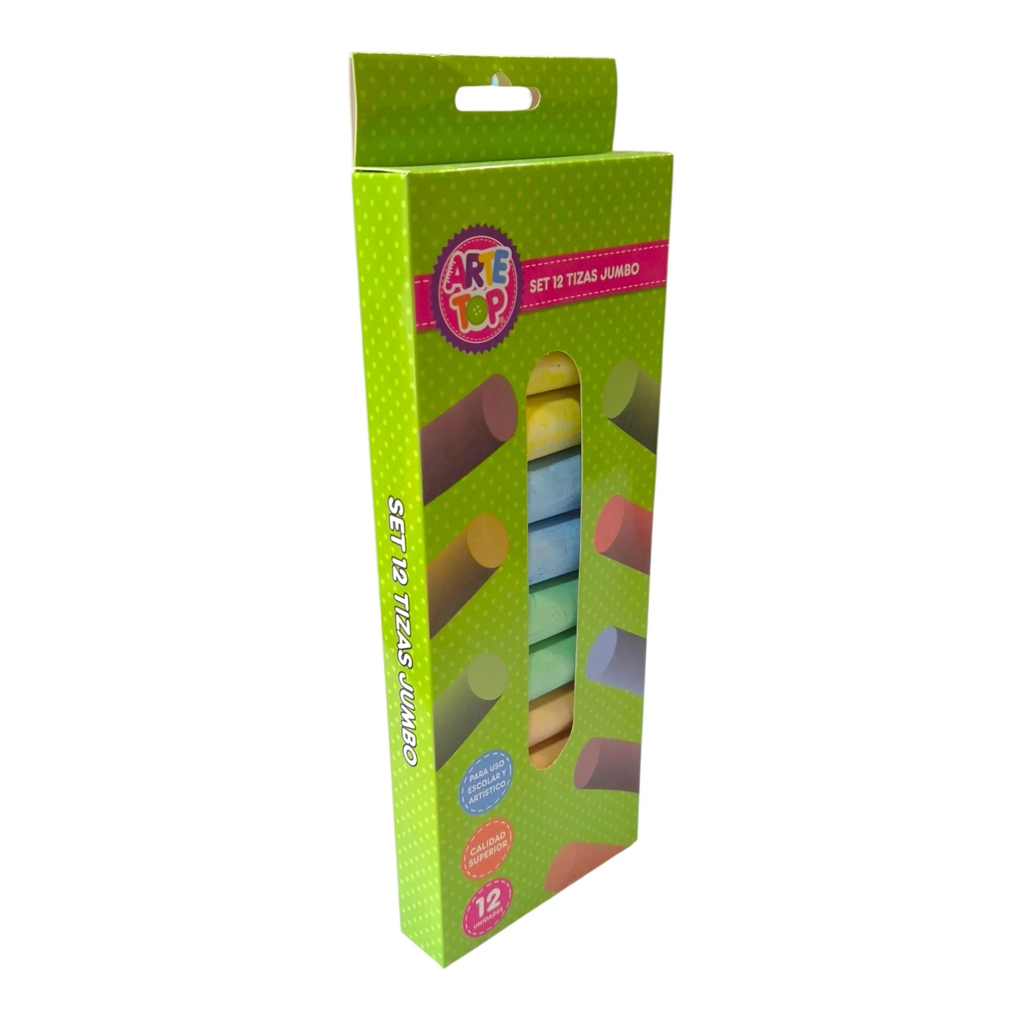 caja 12 tizas de colores jumbo