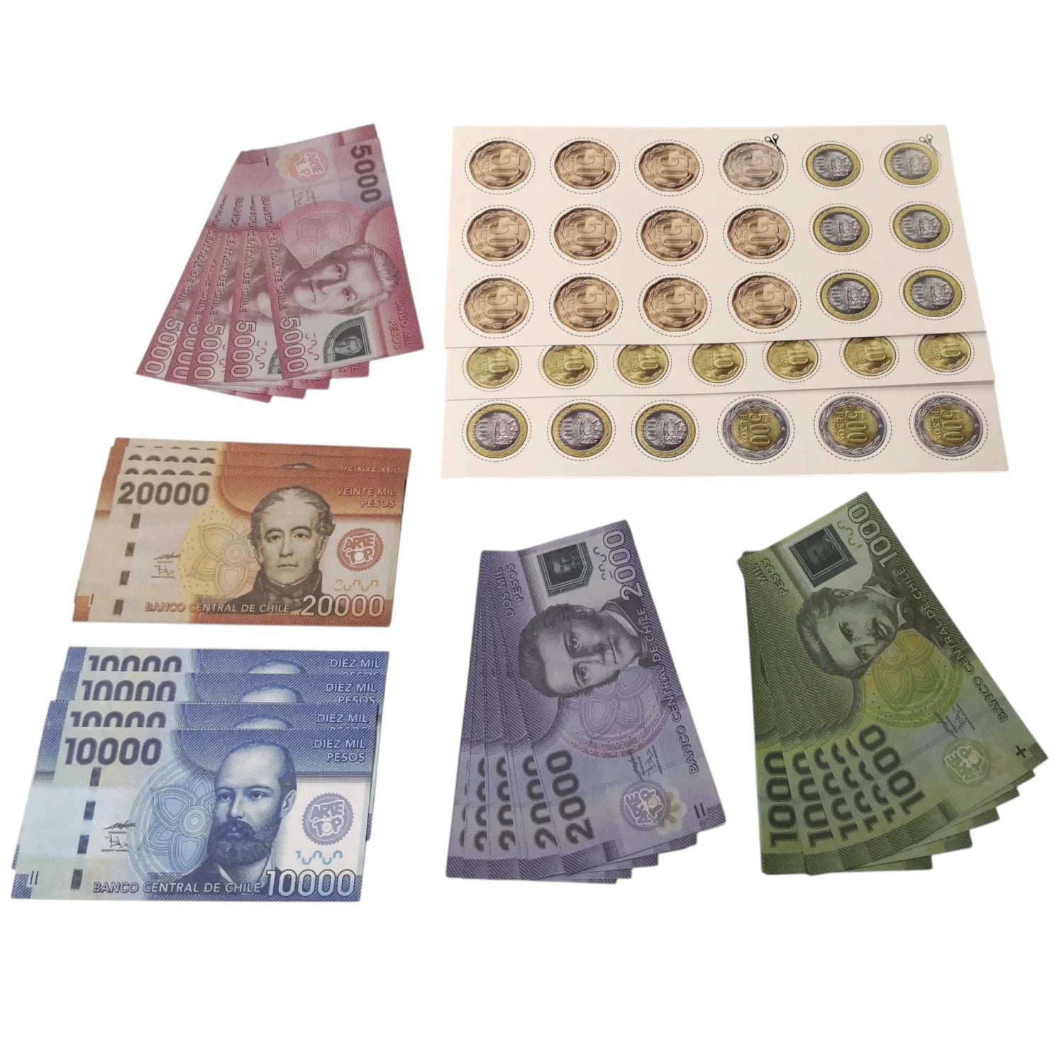 billetes y monedas chilenas